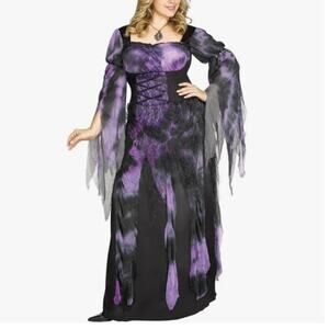 Starlight Witch Costume Dress M 8/10 Purple Black Gauze Lace Gothic Edwardian